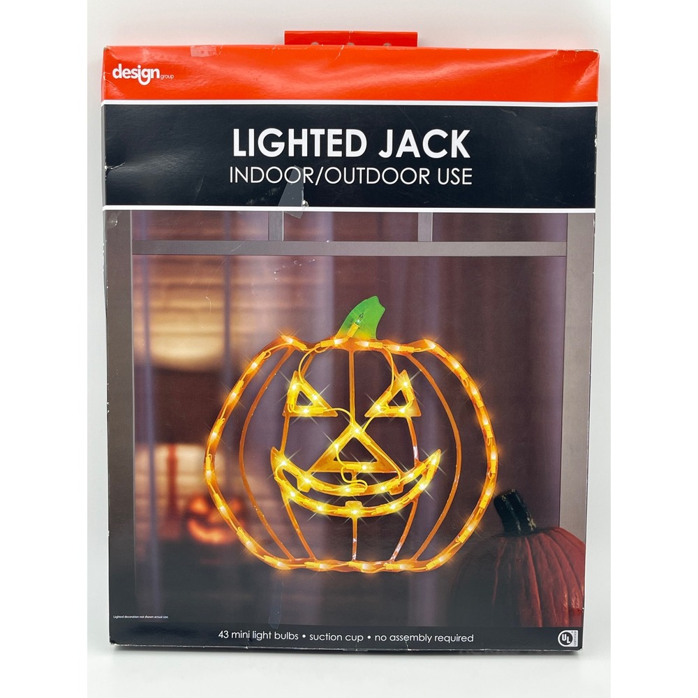 IG Design Group Halloween Lighted Jack O Lantern Pumpkin Window Decor 43 Lights